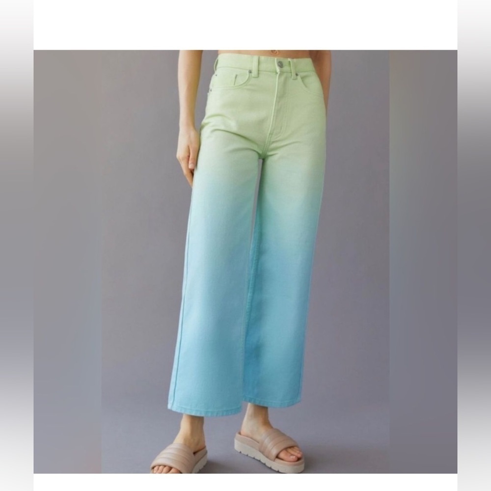 NWT BDG Ombre Wide Leg Jeans Blue Green Sz 26